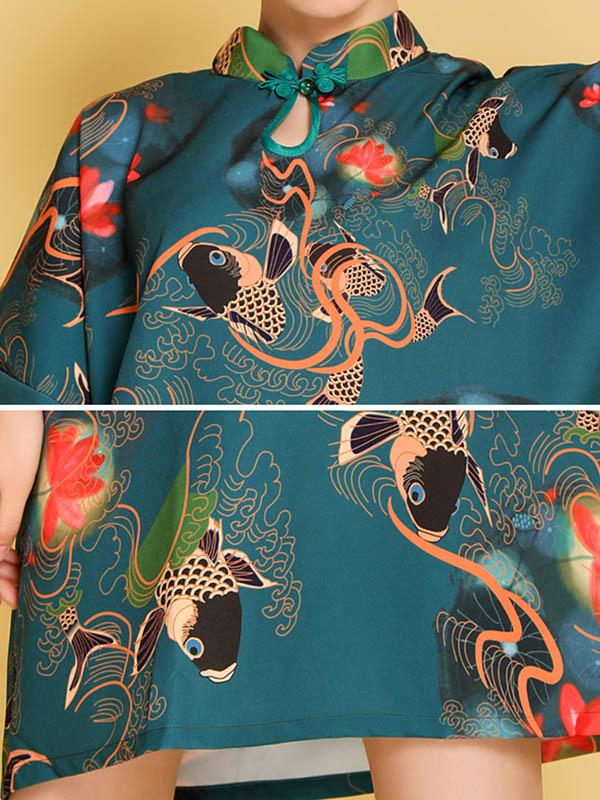Artistic Retro Printed Short Cheongsams - Image 11