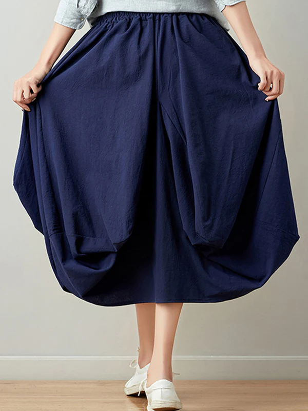 Artistic Retro Ramie Cotton 6 Colors Loose Irregular Elasticity Skirt - Image 11