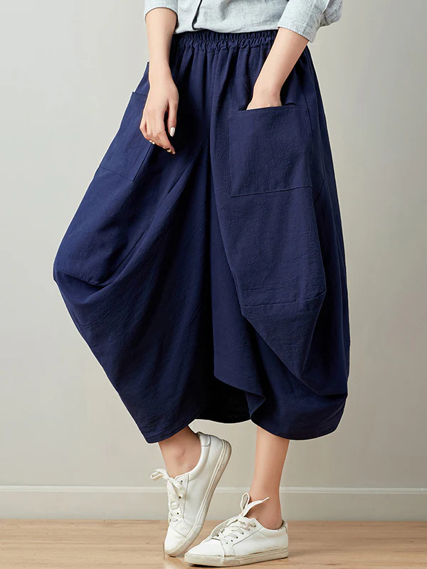 Artistic Retro Ramie Cotton 6 Colors Loose Irregular Elasticity Skirt - Image 2