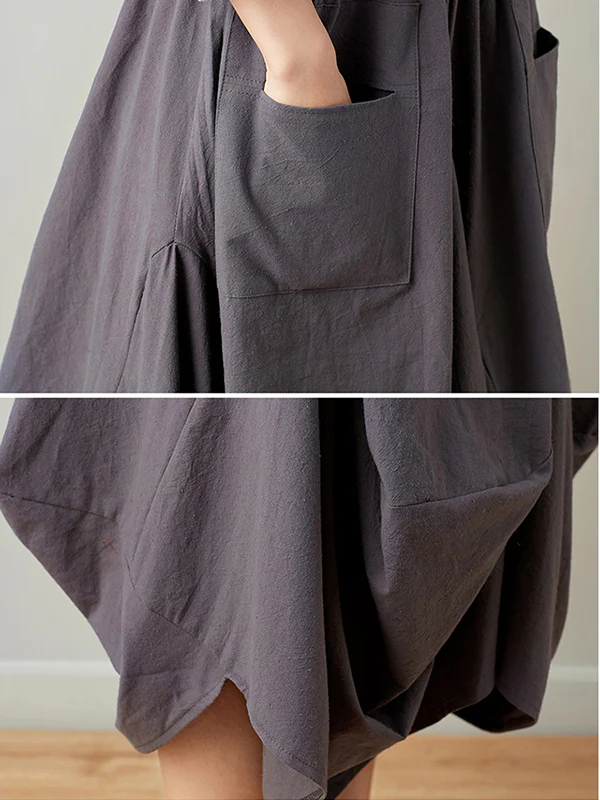 Artistic Retro Ramie Cotton 6 Colors Loose Irregular Elasticity Skirt - Image 27