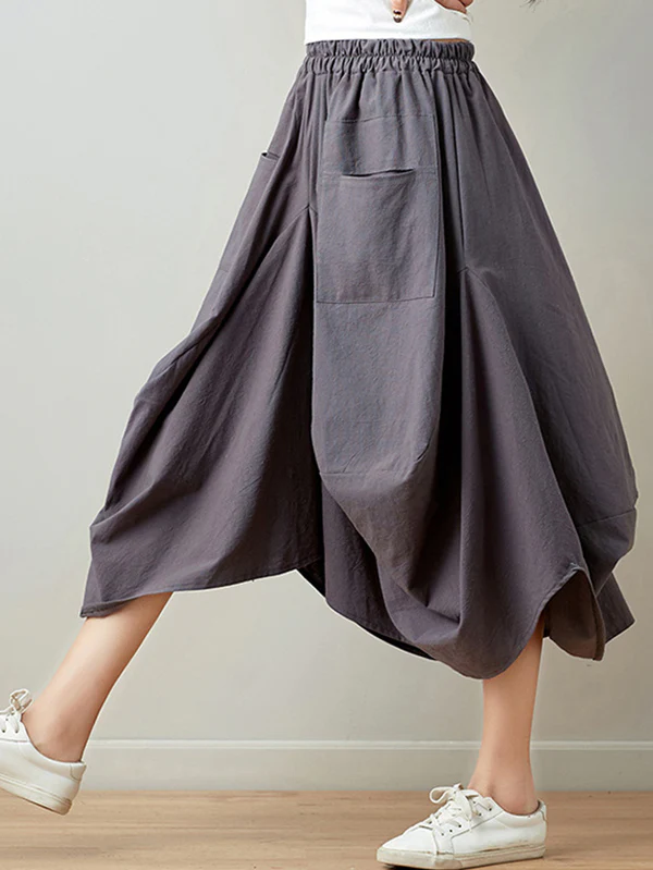 Artistic Retro Ramie Cotton 6 Colors Loose Irregular Elasticity Skirt - Image 7