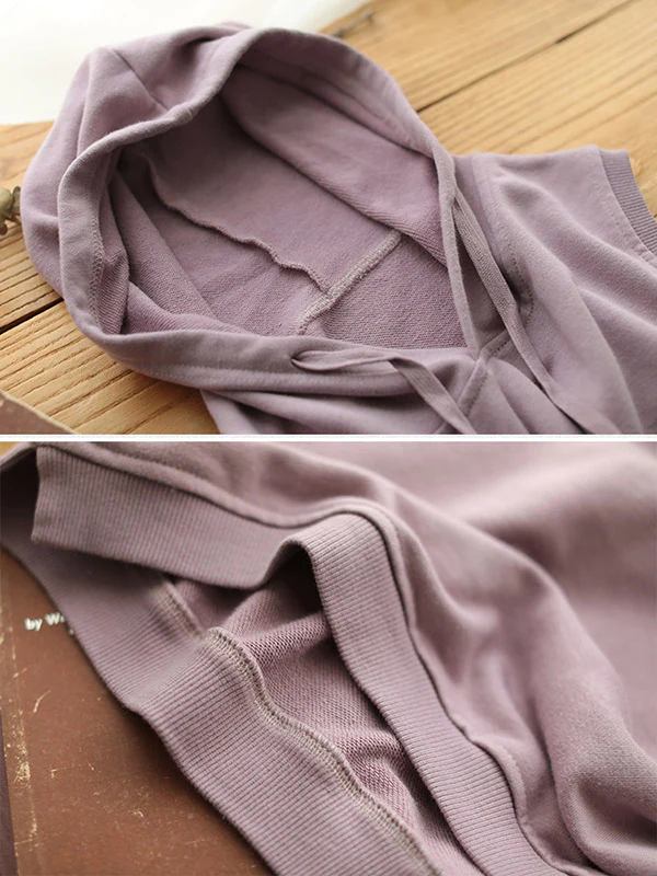 Artistic Retro Solid Hooded Vest - Image 17