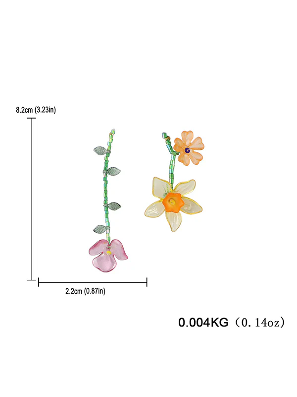 Asymmetric Flower Shape Geometric Drop Earrings - Image 8