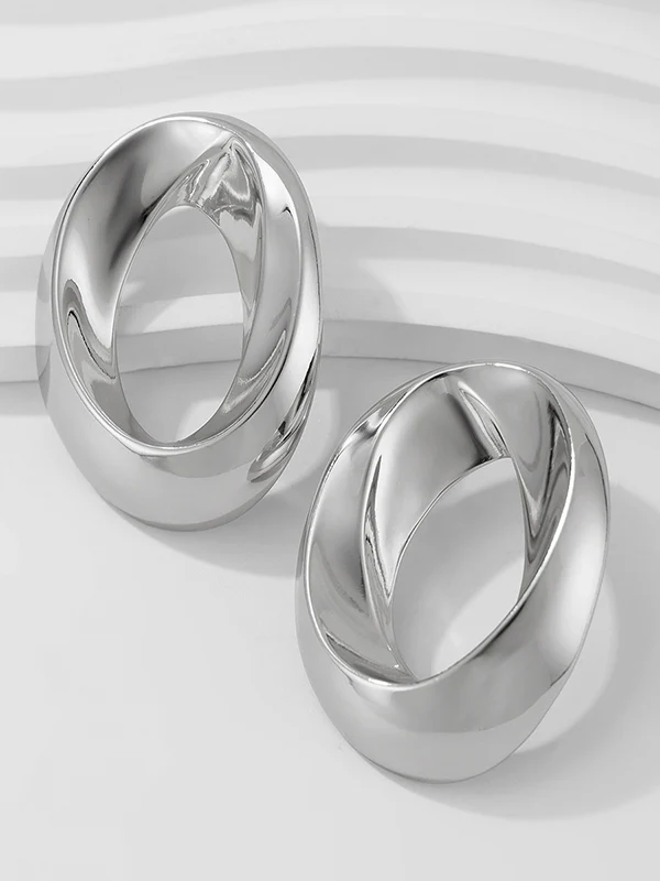 Asymmetric Shiny Solid Color Earrings Accessories - Image 5