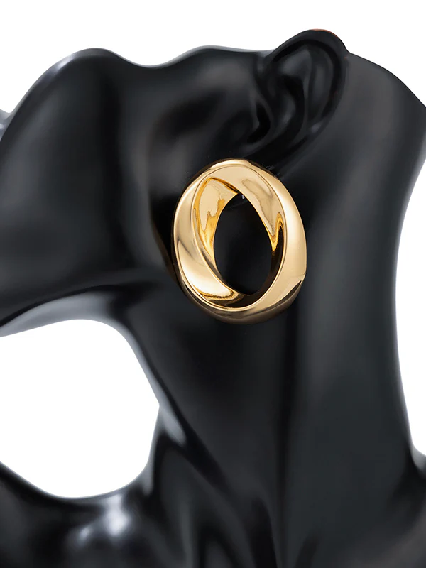 Asymmetric Shiny Solid Color Earrings Accessories - Image 7
