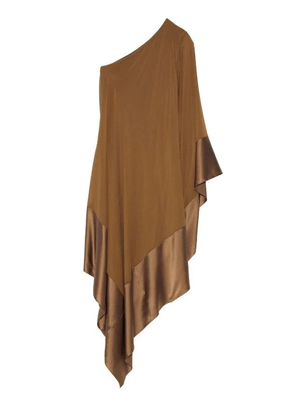 Loose Asymmetric Split-Joint One-Shoulder Maxi Dresses - Image 5