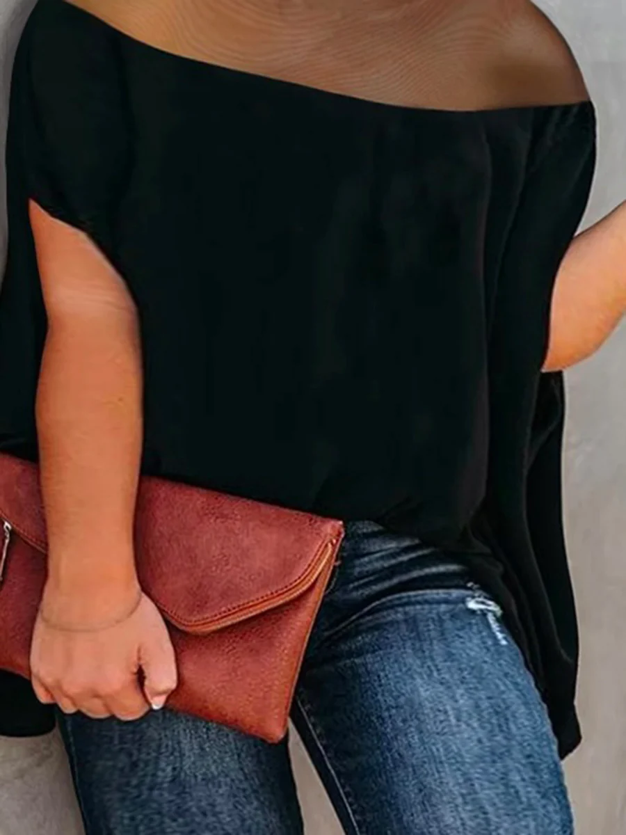 Batwing Sleeves Plus Size Cape See-Through Solid Color Split-Toe High-Neck Blouses&Shirts Tops - Image 2