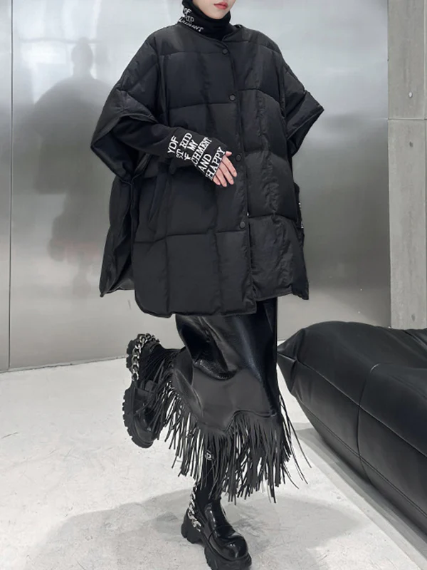 Batwing Sleeves Half Sleeves Buttoned Solid Color Round-Neck Padded Vest - Image 7