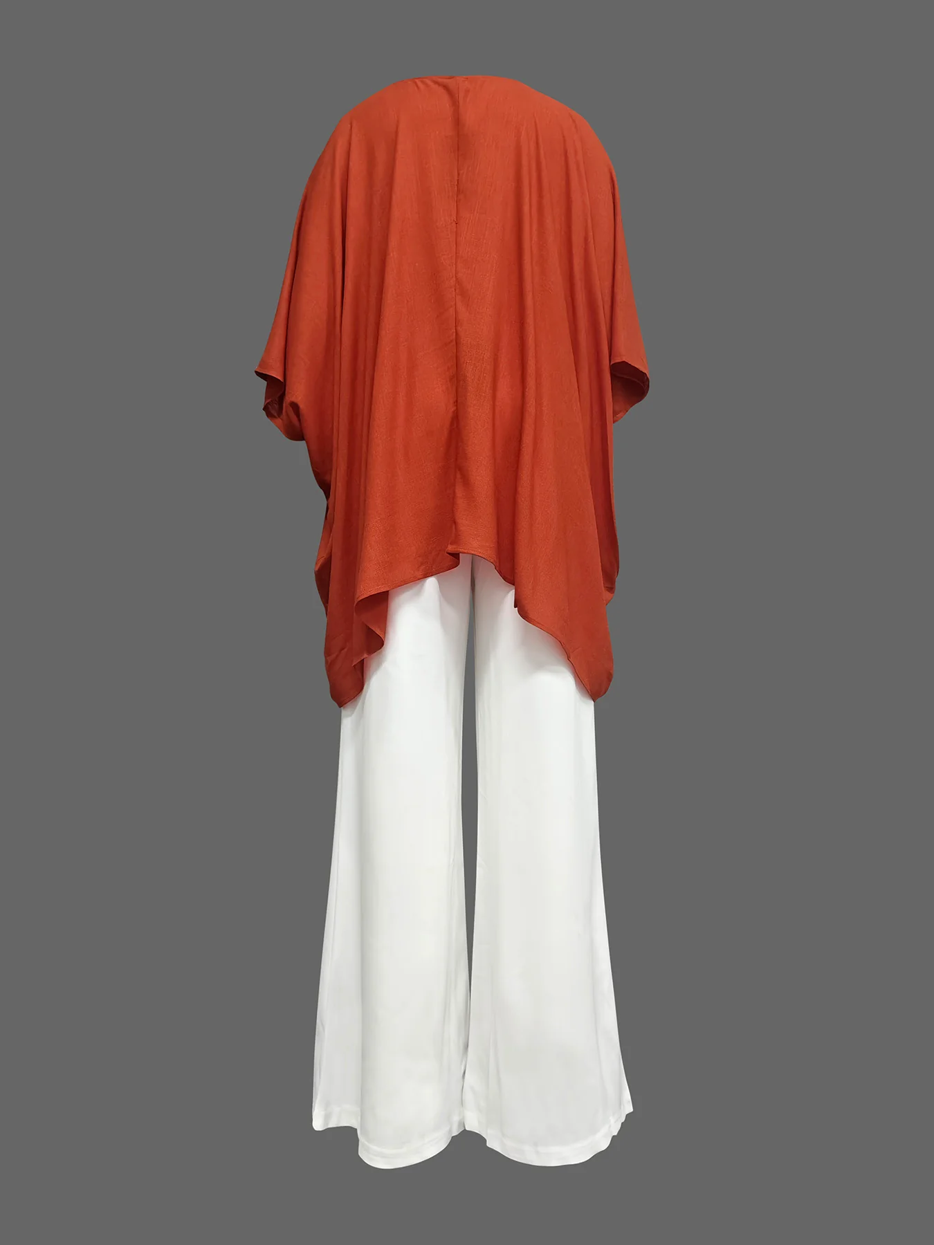 Batwing Sleeves Half Sleeves Solid Color Top + Contrast Color Wide Leg Pants Two Pieces Set - Image 6