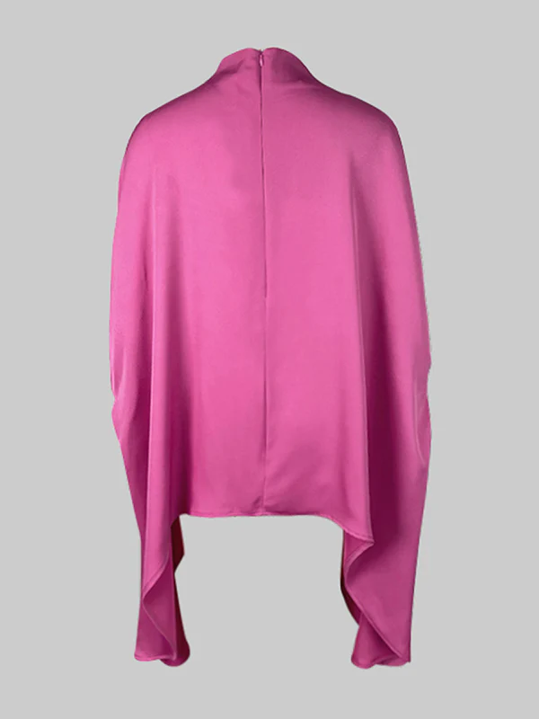 Batwing Sleeves Irregular clipping Solid Color Stand Collar Blouses&shirts Tops - Image 3