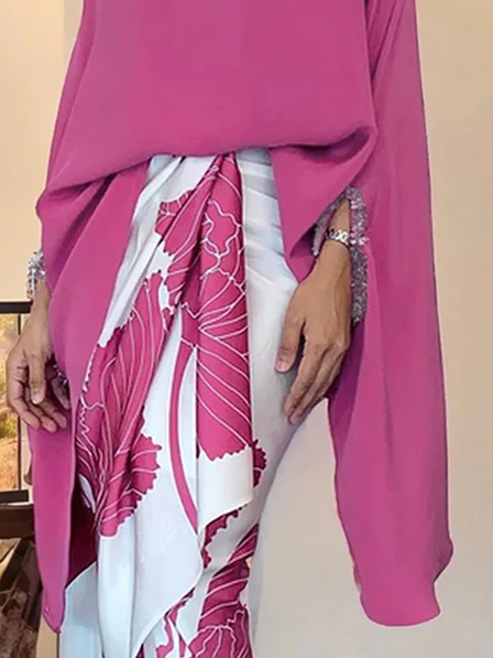 Batwing Sleeves Irregular clipping Solid Color Stand Collar Blouses&shirts Tops - Image 6