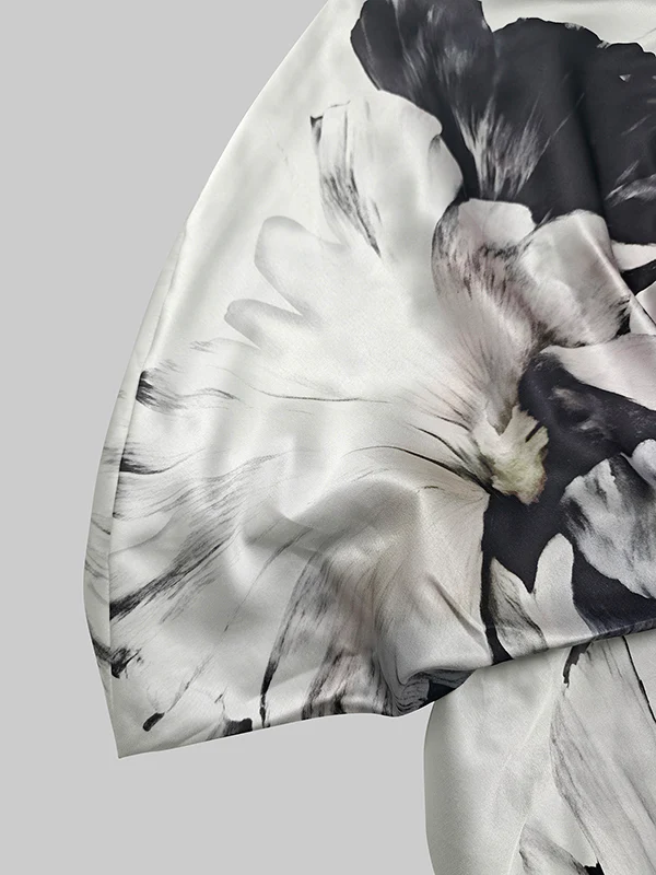 Batwing Sleeves Loose Asymmetric Floral Printed Split-Joint Split-Side One-Shoulder Evening Dresses Maxi Dresses - Image 6