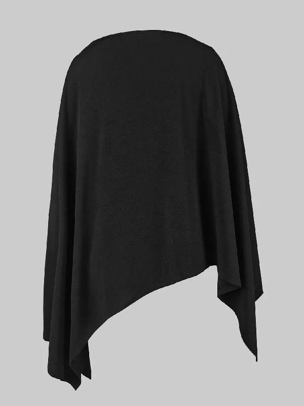 Batwing Sleeves Loose Asymmetric Solid Color One-Shoulder Blouses&Shirts Tops - Image 8