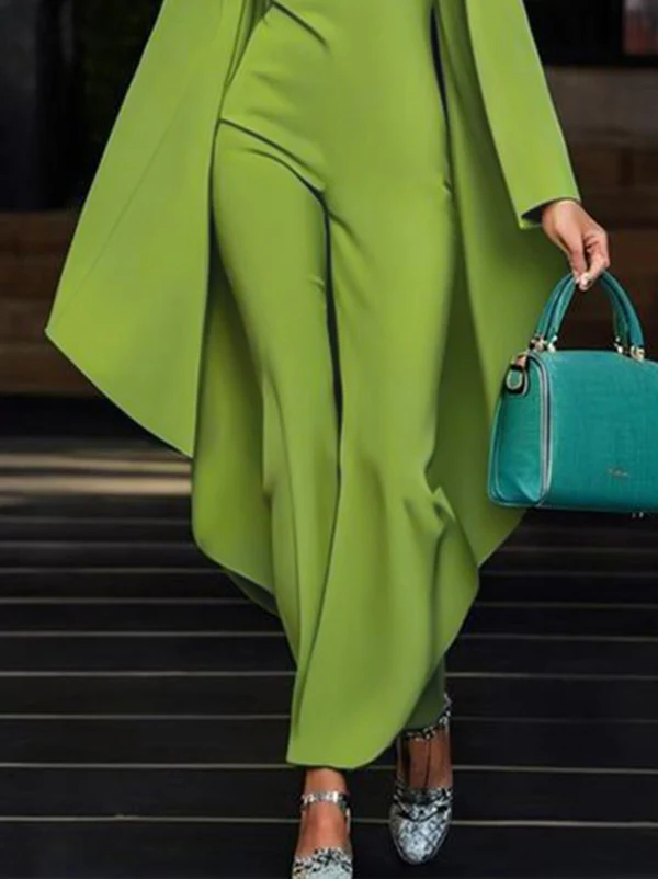 Batwing Sleeves Loose Hollow Solid Color Split-Joint Cold Shoulder Jumpsuits - Image 3