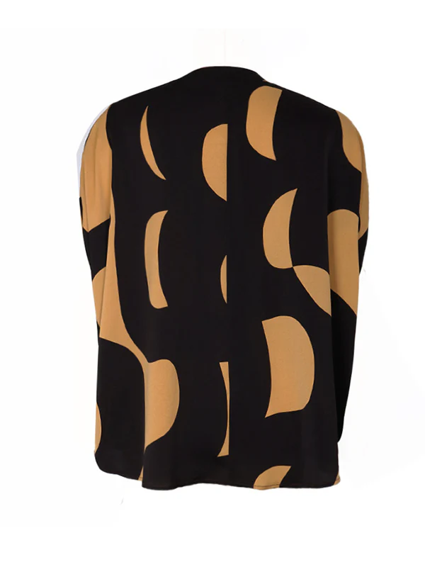 Batwing Sleeves Loose Printed Split-Joint V-Neck Blouses&Shirts Tops - Image 10