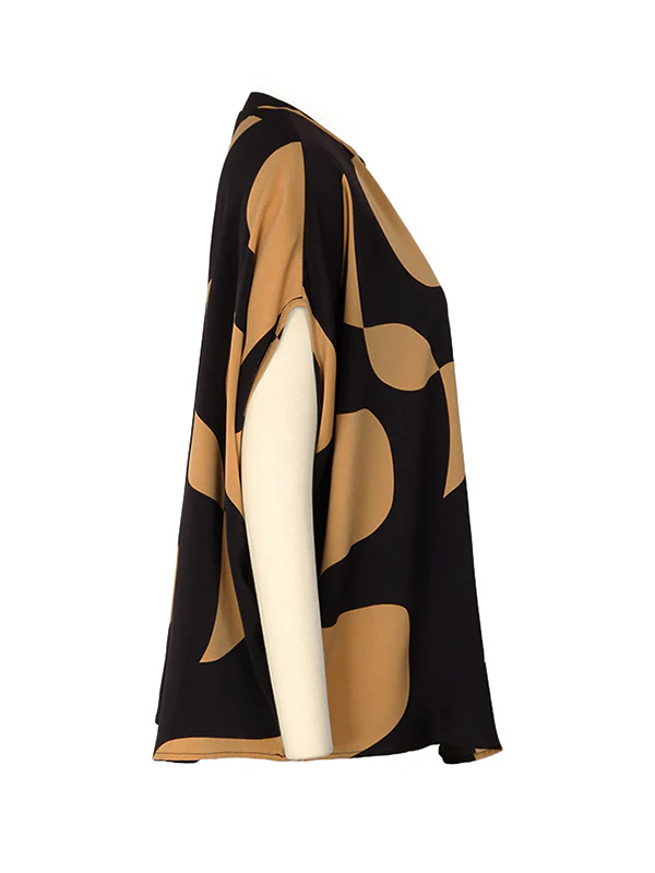 Batwing Sleeves Loose Printed Split-Joint V-Neck Blouses&Shirts Tops - Image 9