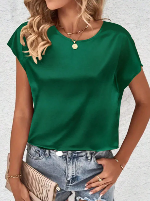 Batwing Sleeves Loose Solid Color Round-Neck T-Shirts Tops - Image 12