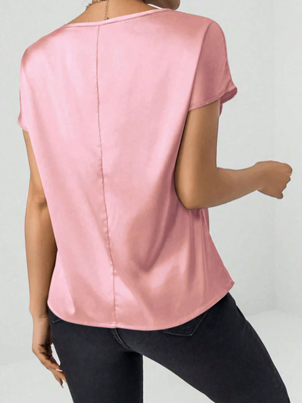 Batwing Sleeves Loose Solid Color Round-Neck T-Shirts Tops - Image 7