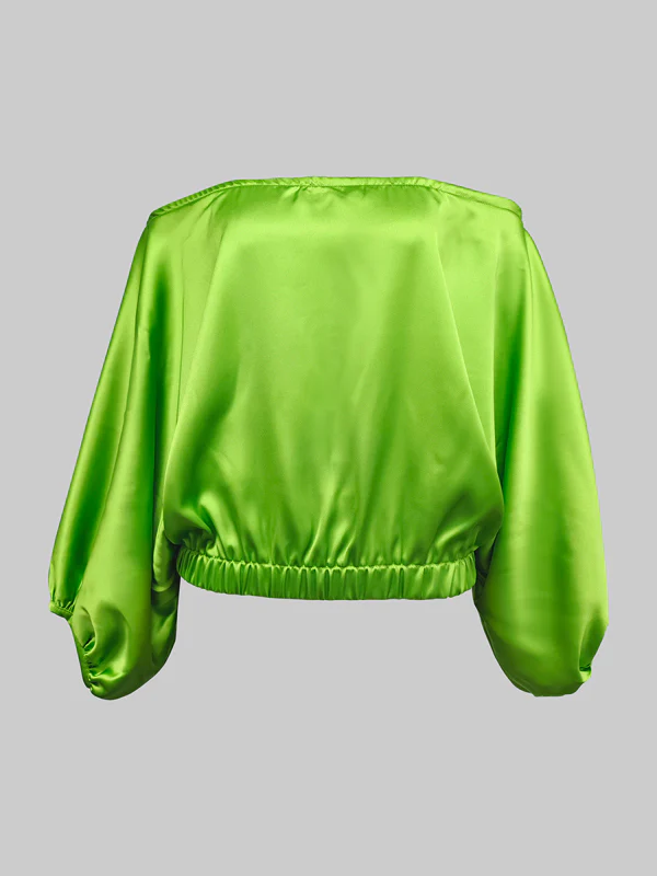 Batwing Sleeves Loose Solid Color Split-Joint Off-The-Shoulder Blouses - Image 4