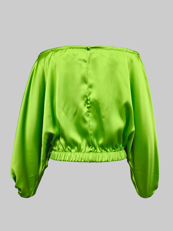 Batwing Sleeves Loose Solid Color Split-Joint Off-The-Shoulder Blouses - Image 5