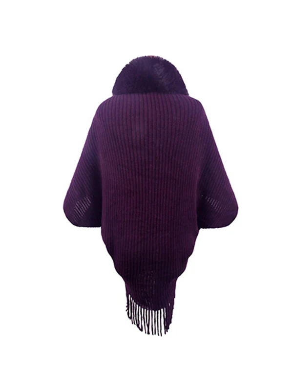 Batwing Sleeves Loose Solid Color Tasseled Cardigan Coats - Image 11