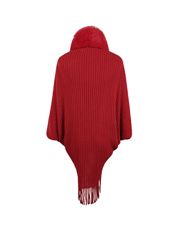 Batwing Sleeves Loose Solid Color Tasseled Cardigan Coats - Image 12
