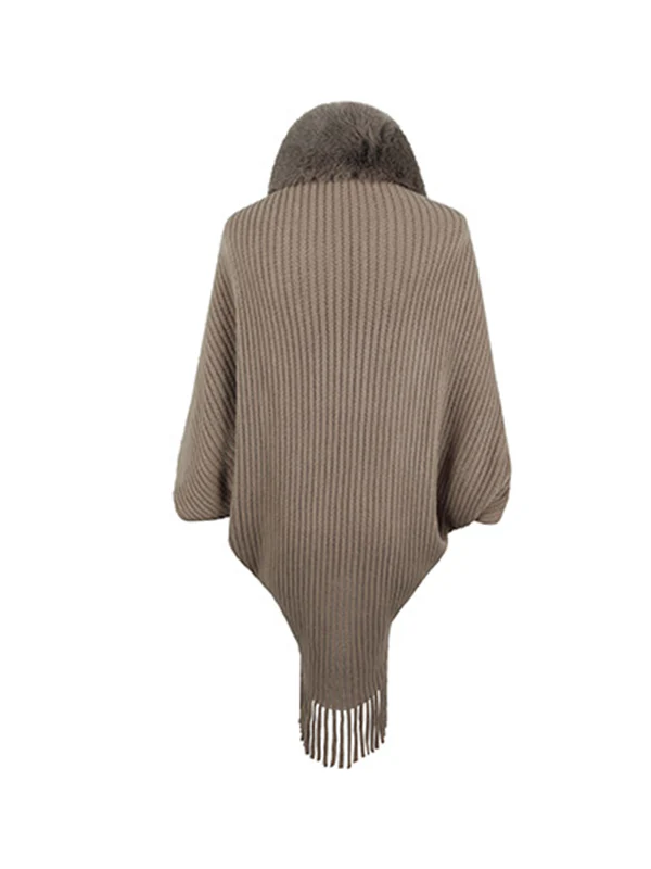 Batwing Sleeves Loose Solid Color Tasseled Cardigan Coats - Image 13