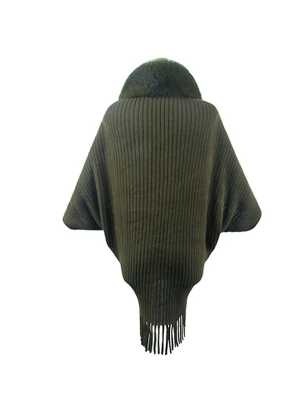 Batwing Sleeves Loose Solid Color Tasseled Cardigan Coats - Image 14