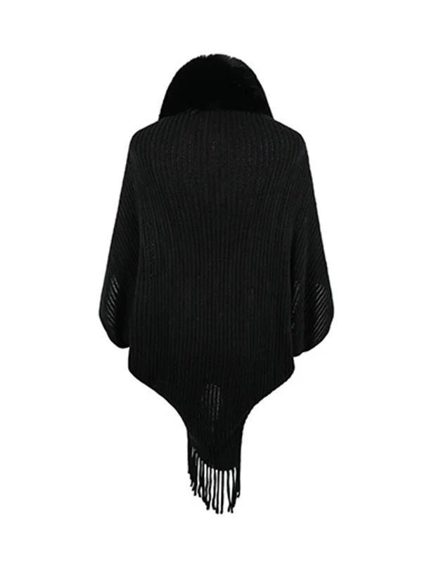 Batwing Sleeves Loose Solid Color Tasseled Cardigan Coats - Image 15