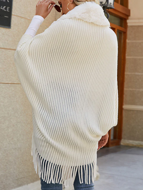Batwing Sleeves Loose Solid Color Tasseled Cardigan Coats - Image 4
