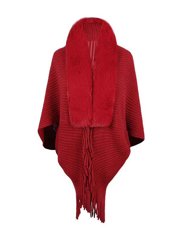 Batwing Sleeves Loose Solid Color Tasseled Cardigan Coats - Image 6