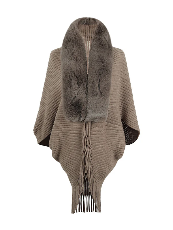 Batwing Sleeves Loose Solid Color Tasseled Cardigan Coats - Image 7