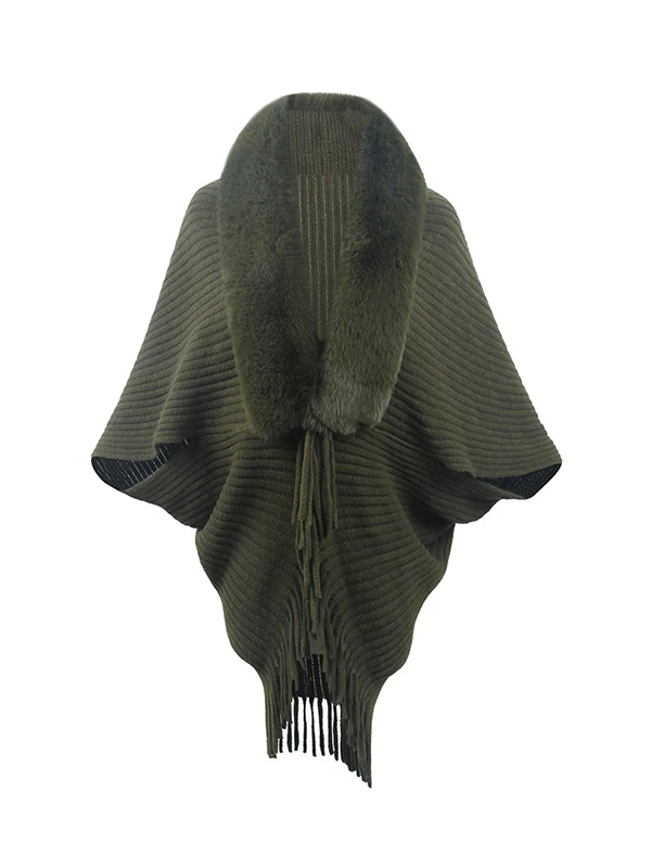 Batwing Sleeves Loose Solid Color Tasseled Cardigan Coats - Image 9