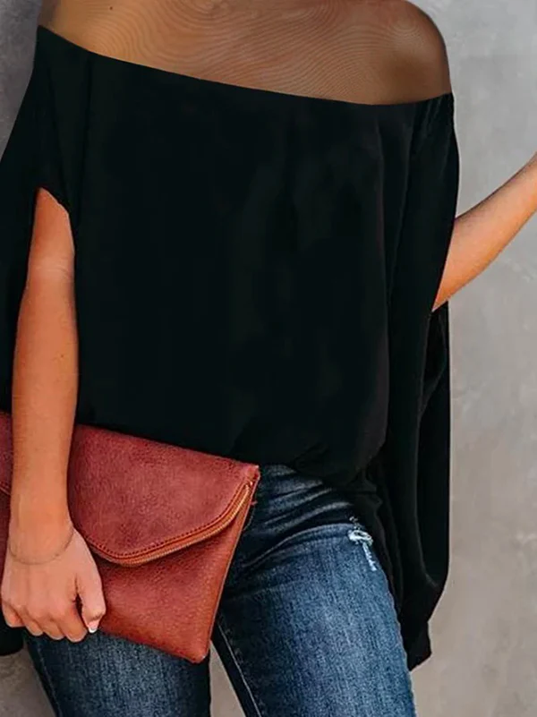 Batwing Sleeves See-Through High-Neck Blouses&Shirts Tops - Image 2