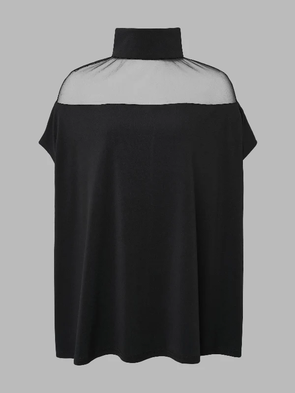 Batwing Sleeves See-Through High-Neck Blouses&Shirts Tops - Image 4