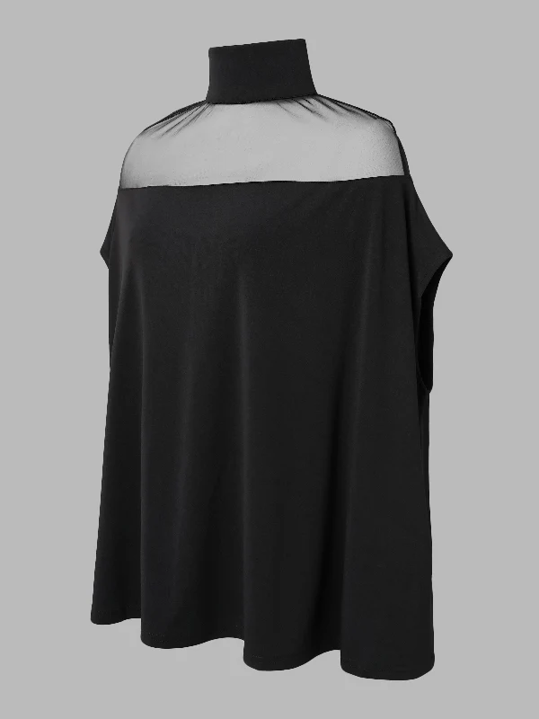 Batwing Sleeves See-Through High-Neck Blouses&Shirts Tops - Image 5