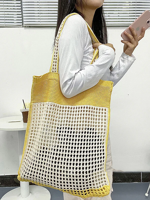 Beach Contrast Color Hollow Bags Accessories - Image 4
