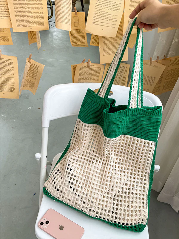 Beach Contrast Color Hollow Bags Accessories - Image 5