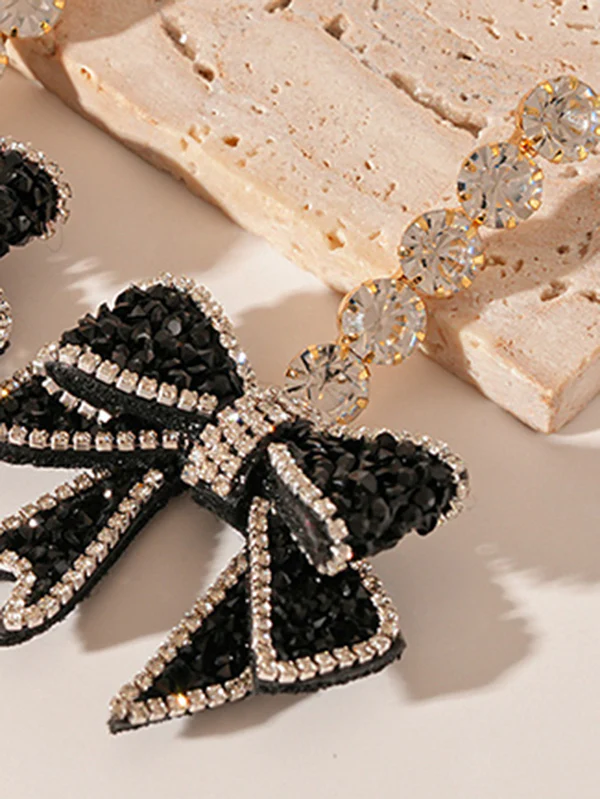 Beaded Bowknot Shiny Earrings Accessories - Image 3