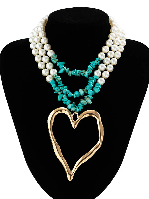 Beaded Contrast Color Heart Shape Dainty Necklace Necklaces Accessories - Image 10