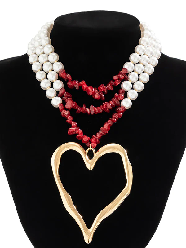 Beaded Contrast Color Heart Shape Dainty Necklace Necklaces Accessories - Image 11