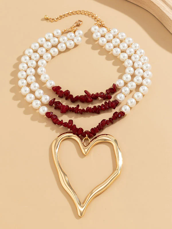 Beaded Contrast Color Heart Shape Dainty Necklace Necklaces Accessories - Image 12