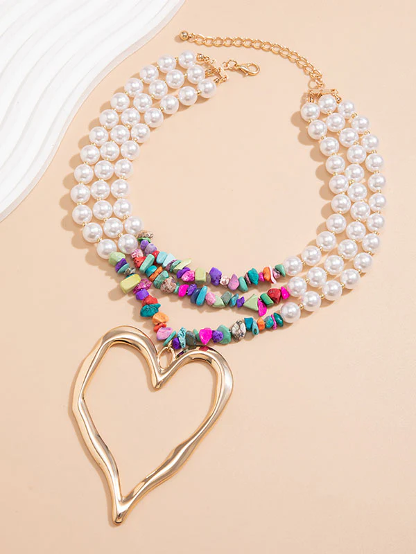 Beaded Contrast Color Heart Shape Dainty Necklace Necklaces Accessories - Image 13