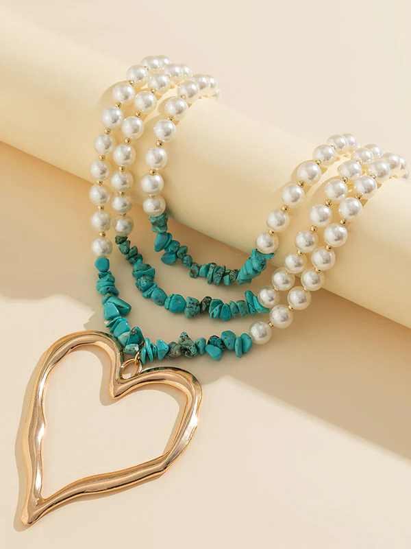 Beaded Contrast Color Heart Shape Dainty Necklace Necklaces Accessories - Image 14