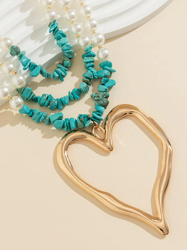 Beaded Contrast Color Heart Shape Dainty Necklace Necklaces Accessories - Image 15