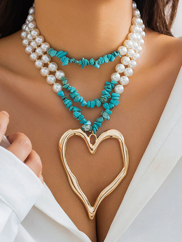 Beaded Contrast Color Heart Shape Dainty Necklace Necklaces Accessories - Image 5