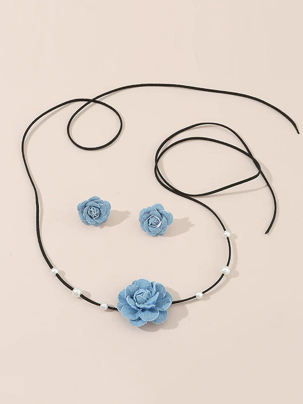 Beaded Flower Shape Dainty Necklace Earrings Accessories Necklaces Accessories - Image 2