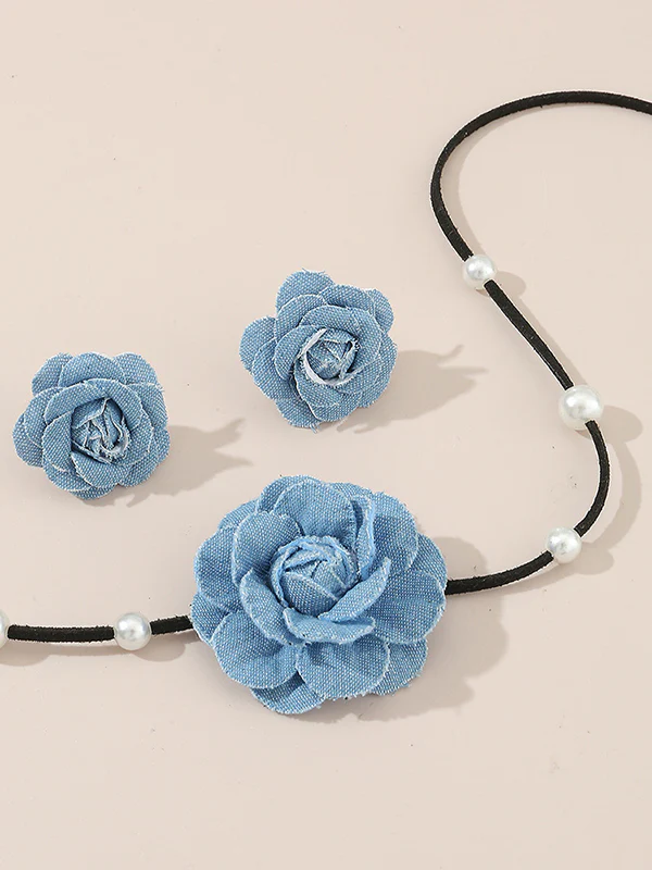 Beaded Flower Shape Dainty Necklace Earrings Accessories Necklaces Accessories - Image 5