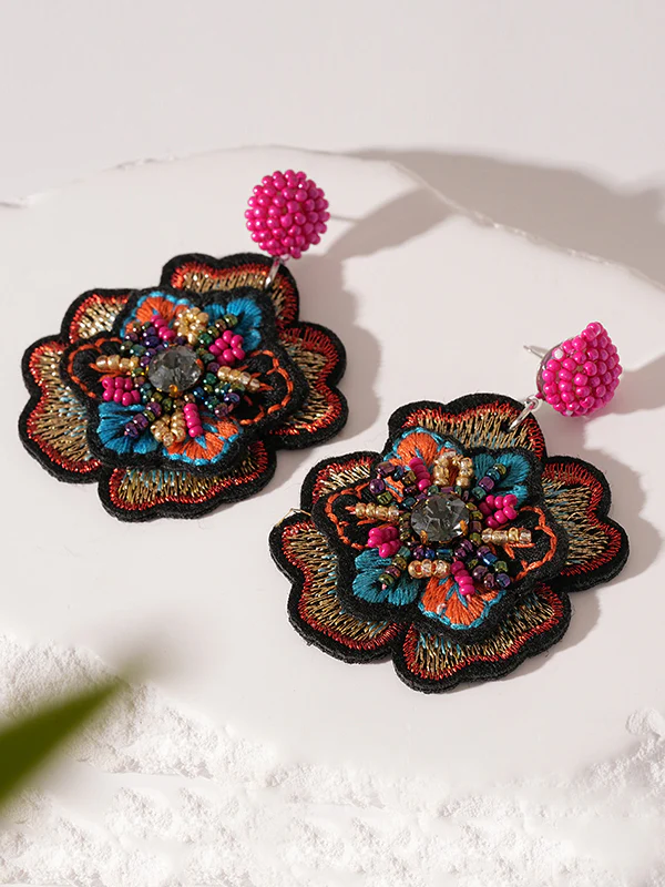 Beaded Flower Shape Split-Joint Earrings Accessories - Image 2