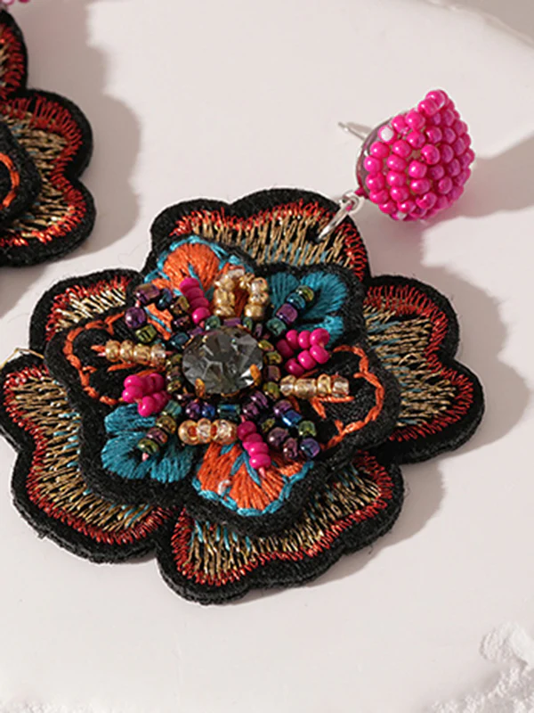 Beaded Flower Shape Split-Joint Earrings Accessories - Image 3